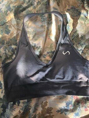 V-Neck Seamless Sports Bra - Slate Gray
